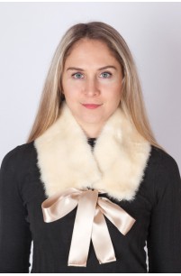 White mink fur collar-neck warmer